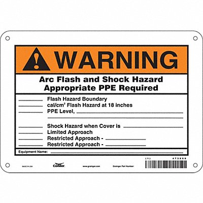 CONDOR 473X69 Safety Sign 7 in x 10 in Aluminum