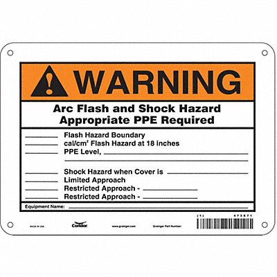 CONDOR 473X71 Safety Sign 7 in x 10 in Polyethylene