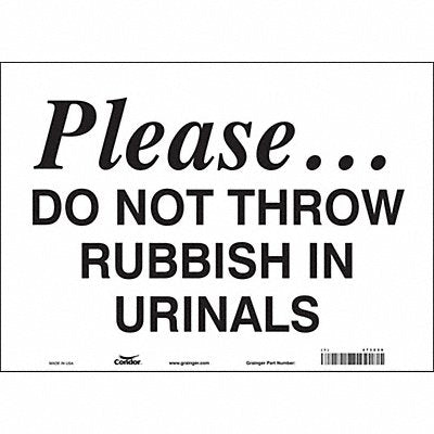 CONDOR 473Z59 Safety Sign 10 in x 14 in Vinyl