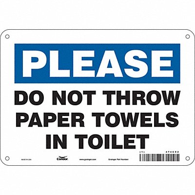 CONDOR 474C02 Safety Sign 7 in x 10 in Aluminum
