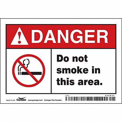 CONDOR 474P71 Safety Sign 3.5in x 5in Vinyl