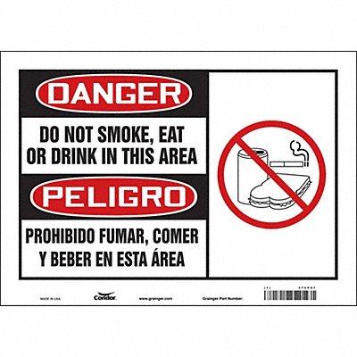 CONDOR 474P87 Safety Sign 10 in x 14 in Vinyl