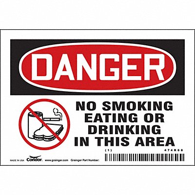 CONDOR 474R68 Safety Sign 3 1/2 inx5 in Vinyl