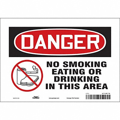 CONDOR 474R70 Safety Sign 7 in x 10 in Vinyl
