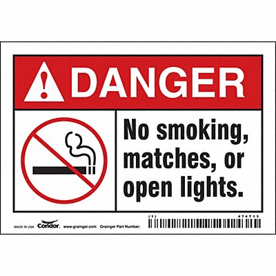CONDOR 474T13 Safety Sign 3.5in x 5in Vinyl