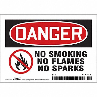 CONDOR 474T23 Safety Sign 3 1/2 inx5 in Vinyl