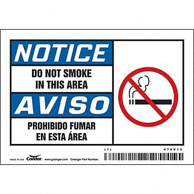 CONDOR 474V13 Safety Sign 3 1/2 inx5 in Vinyl PK5