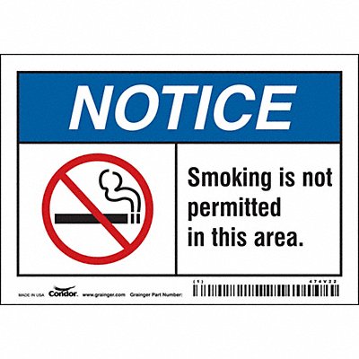 CONDOR 474V22 Safety Sign 3 1/2 inx5 in Vinyl