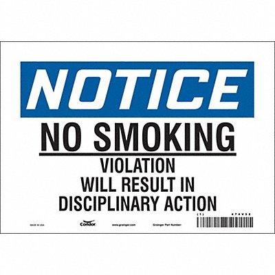 CONDOR 474V52 Safety Sign 7 in x 10 in Vinyl