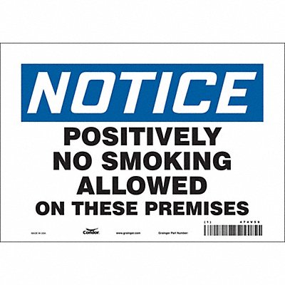 CONDOR 474V59 Safety Sign 7 in x 10 in Vinyl
