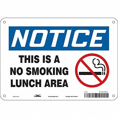 CONDOR 474V63 Safety Sign 7 in x 10 in Polyethylene