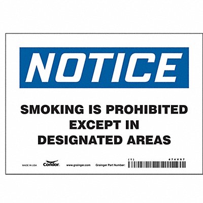 CONDOR 474V97 Safety Sign 5 inx7 in Vinyl