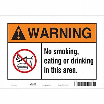 CONDOR 474X21 Safety Sign 7 in x 10 in Vinyl