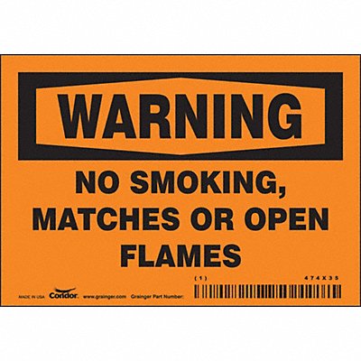 CONDOR 474X35 Safety Sign 3.5in x 5in Vinyl
