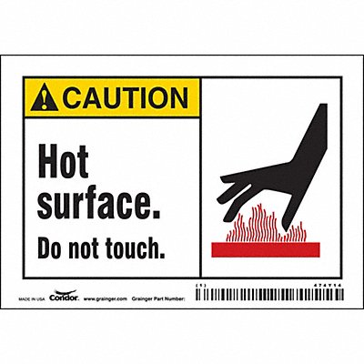 CONDOR 474Y14 Safety Sign 3 1/2 inx5 in Vinyl