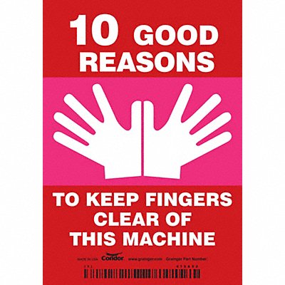 CONDOR 475A52 Safety Sign 5 inx3 1/2 in Vinyl PK5