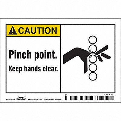 CONDOR 475A95 Safety Sign 3 1/2 inx5 in Vinyl