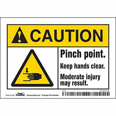 CONDOR 475C10 Safety Sign 3 1/2 inx5 in Vinyl