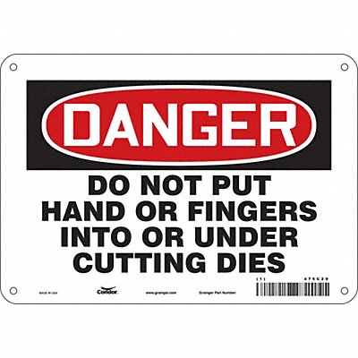 CONDOR 475C29 Safety Sign 7 in x 10 in Aluminum