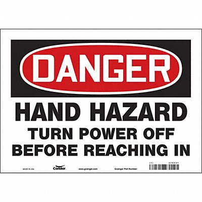 CONDOR 475C41 Safety Sign 10 in x 14 in Vinyl