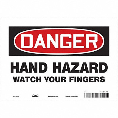 CONDOR 475C47 Safety Sign 7 inx10 in Vinyl
