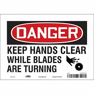 CONDOR 475C74 Safety Sign 7 inx10 in Vinyl