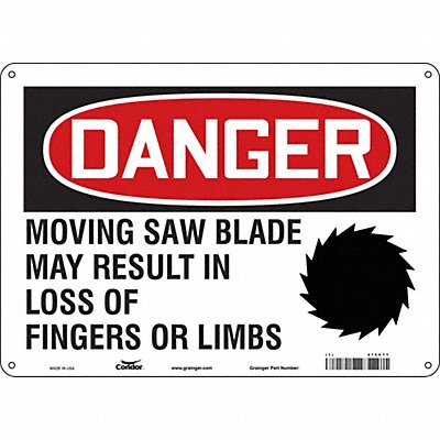 CONDOR 475C77 Safety Sign 10 in x 14 in Aluminum