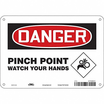 CONDOR 475D01 J6942 Safety Sign 7 in x 10 in Aluminum