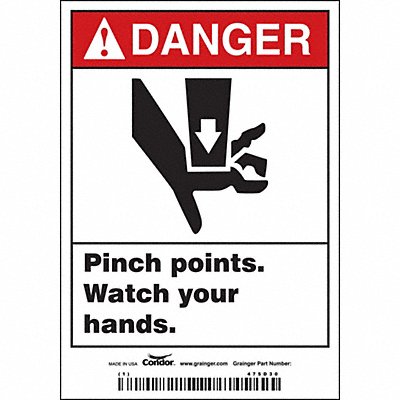 CONDOR 475D30 Safety Sign 5 inx3 1/2 in Vinyl