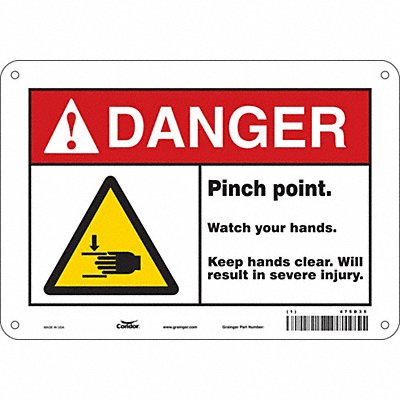 CONDOR 475D35 Safety Sign 7 in x 10 in Polyethylene