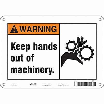 CONDOR 475D70 Safety Sign 7 in x 10 in Polyethylene