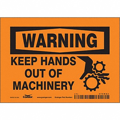 CONDOR 475D82 Safety Sign 5 inx7 in Vinyl