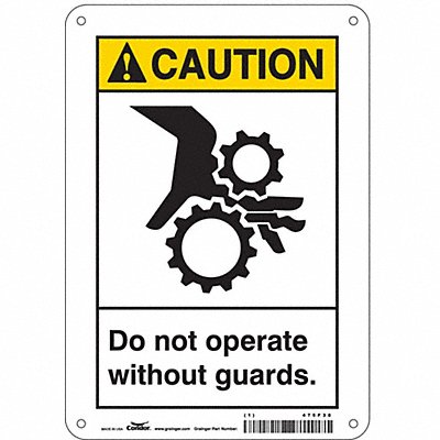 CONDOR 475F38 Safety Sign 10 in x 7 in Aluminum