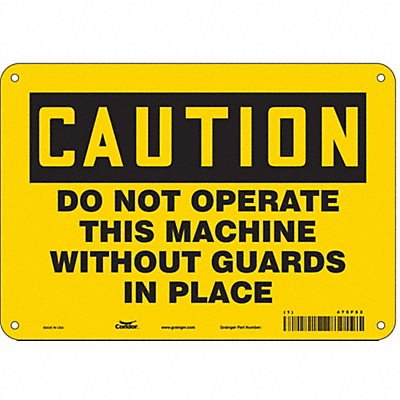 CONDOR 475F52 Safety Sign 7 in x 10 in Aluminum