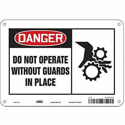 CONDOR 475F75 Safety Sign 7 in x 10 in Aluminum