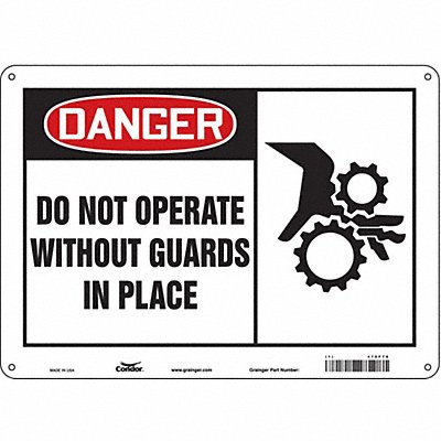 CONDOR 475F78 Safety Sign 10 in x 14 in Polyethylene