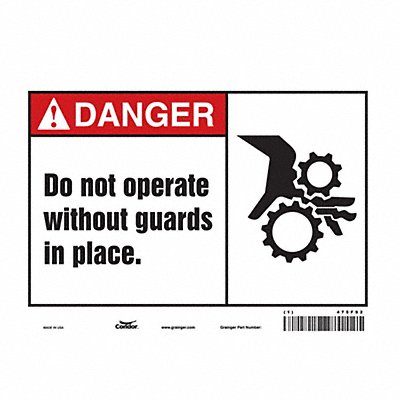 CONDOR 475F92 Safety Sign 7 in x 10 in Vinyl