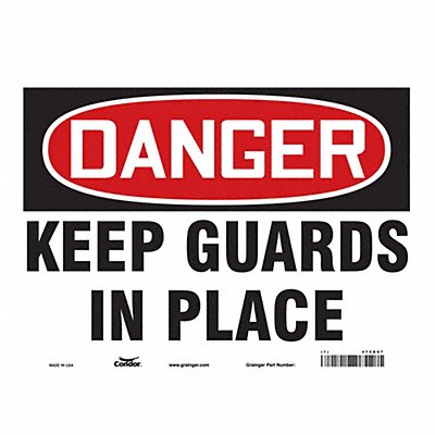 CONDOR 475G07 Safety Sign 10 in x 14 in Vinyl