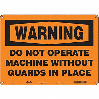 CONDOR 475G15 Safety Sign 10 in x 14 in Aluminum