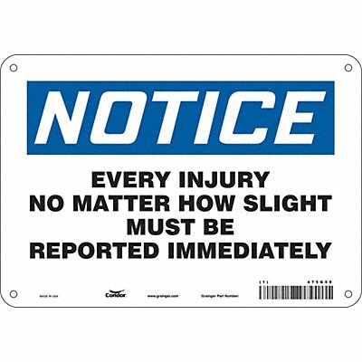 CONDOR 475G59 Safety Sign 7 in x 10 in Aluminum