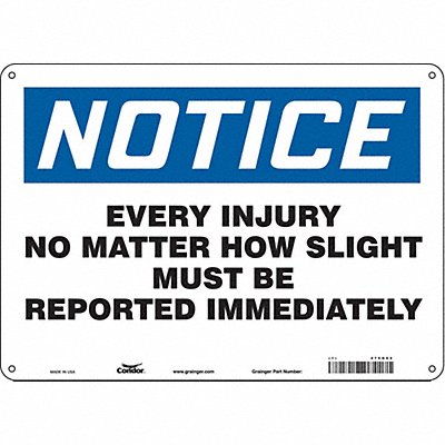 CONDOR 475G62 Safety Sign 10 in x 14 in Polyethylene