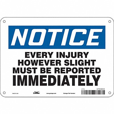 CONDOR 475G65 Safety Sign 7 in x 10 in Aluminum
