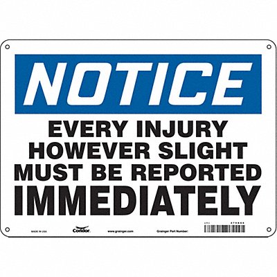 CONDOR 475G66 Safety Sign 10 in x 14 in Aluminum