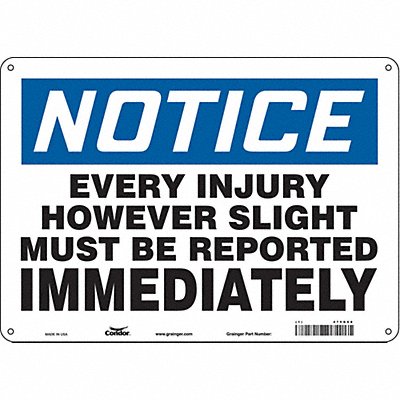 CONDOR 475G68 Safety Sign 10 inx14 in Polyethylene
