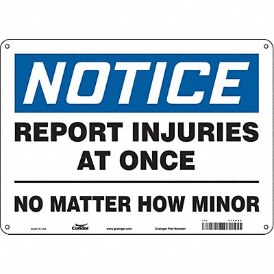 CONDOR 475G84 Safety Sign 10 in x 14 in Polyethylene