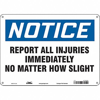 CONDOR 475G88 Safety Sign 10 in x 14 in Aluminum