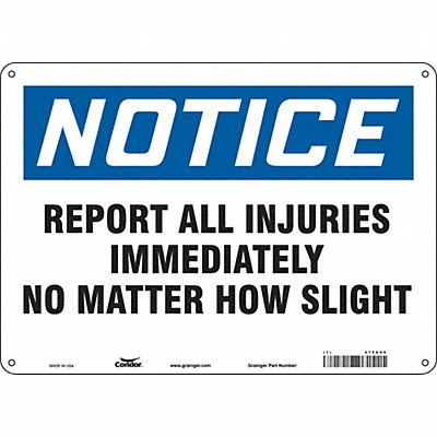 CONDOR 475G90 Safety Sign 10 in x 14 in Polyethylene