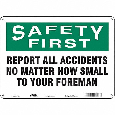 CONDOR 475H05 J7028 Safety Sign 10 in x 14 in Polyethylene