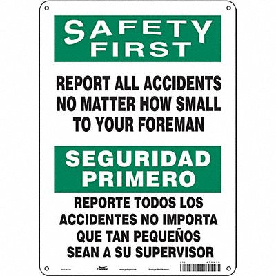 CONDOR 475H10 Safety Sign 14 inx10 in Polyethylene