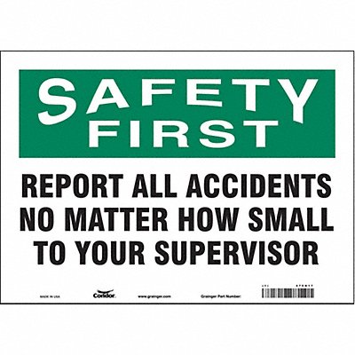 CONDOR 475H17 Safety Sign 10 in x 14 in Vinyl